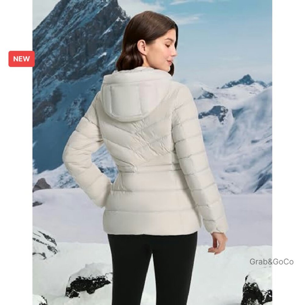 Down Puffer Jacket Lightweight Hooded Winter Coat… - image 3